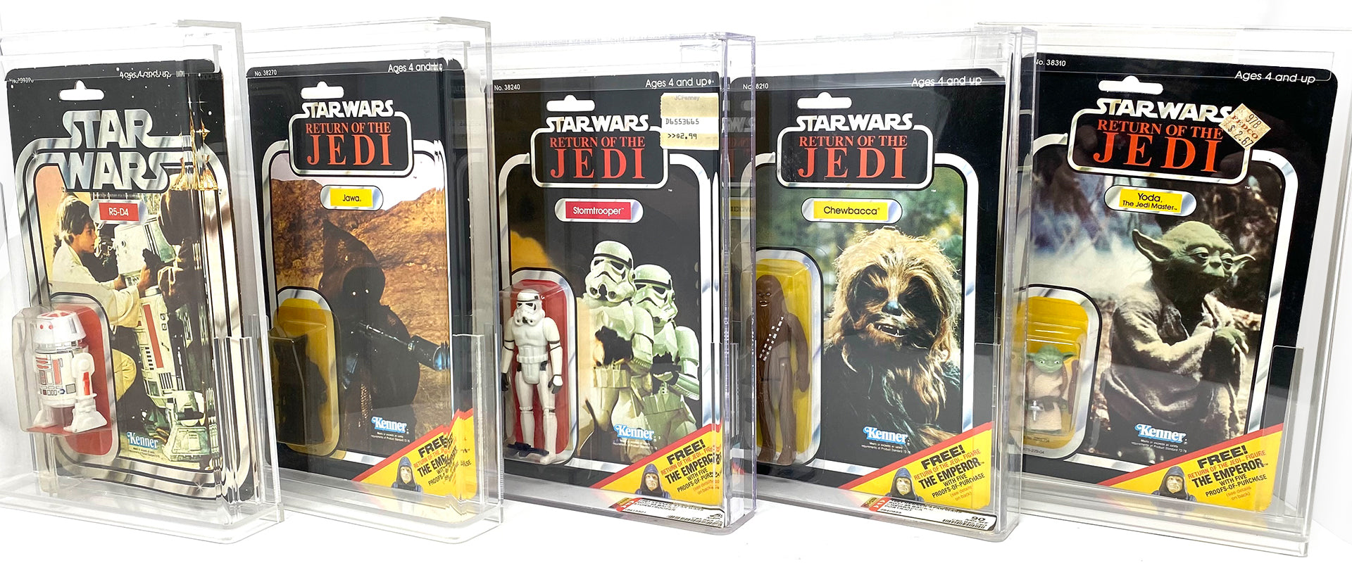 A collection of Kenner mint on card Star Wars action figures. 